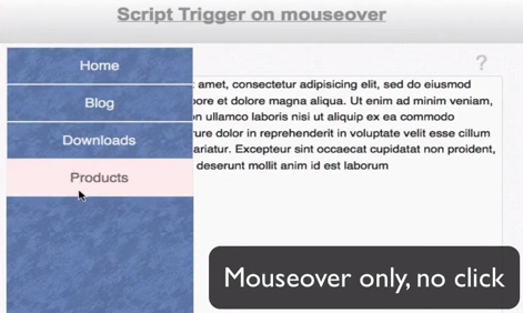Example of a script trigger script run on mouseover