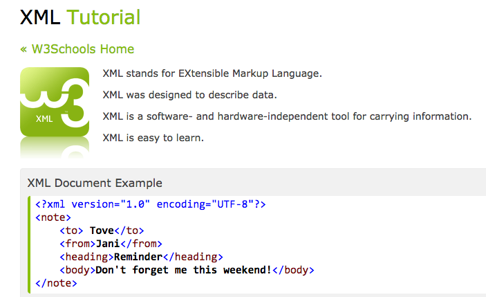 Example of XML