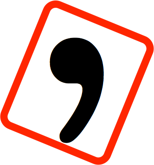 A comma with a red rectangle around it.