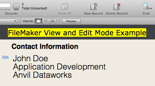 View and Edit mode example in FileMaker