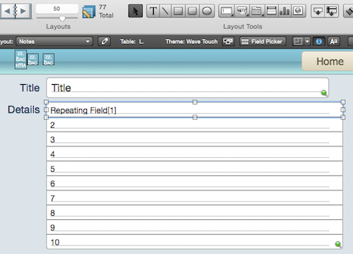 FileMaker repeating field example