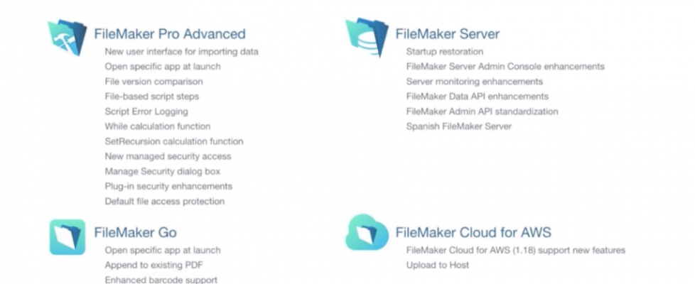 New features of FileMaker 18